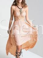 Shein Pink Spagettic Strap Crisscross Asymmectric Dress