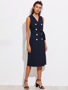 Shein Tie Waist Shawl Lapel Button Front Coat