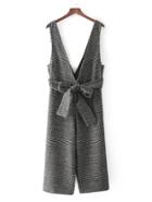 Shein Self Tie Glen Plaid Jumpsuit