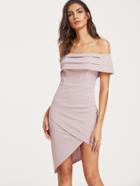 Shein Fold Over Asymmetric Wrap Bardot Dress