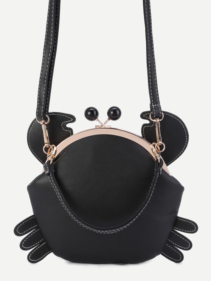 Shein Cute Black Pu Crab Bag With Convertible Strap