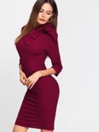 Shein Exaggerate Bow Detail Trumpet Sleeve Dress