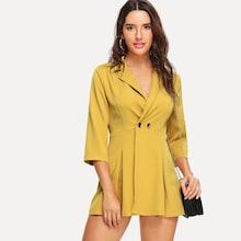 Shein Notch Collar Pleated Panel Blazer