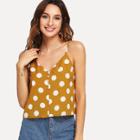 Shein Polka Dot Print Pearl Beading Cami Top