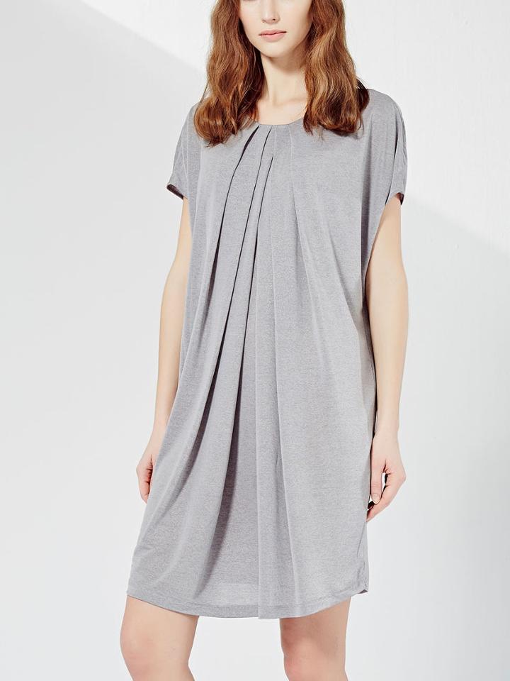 Shein Grey Short Sleeve Folds Loose Dress