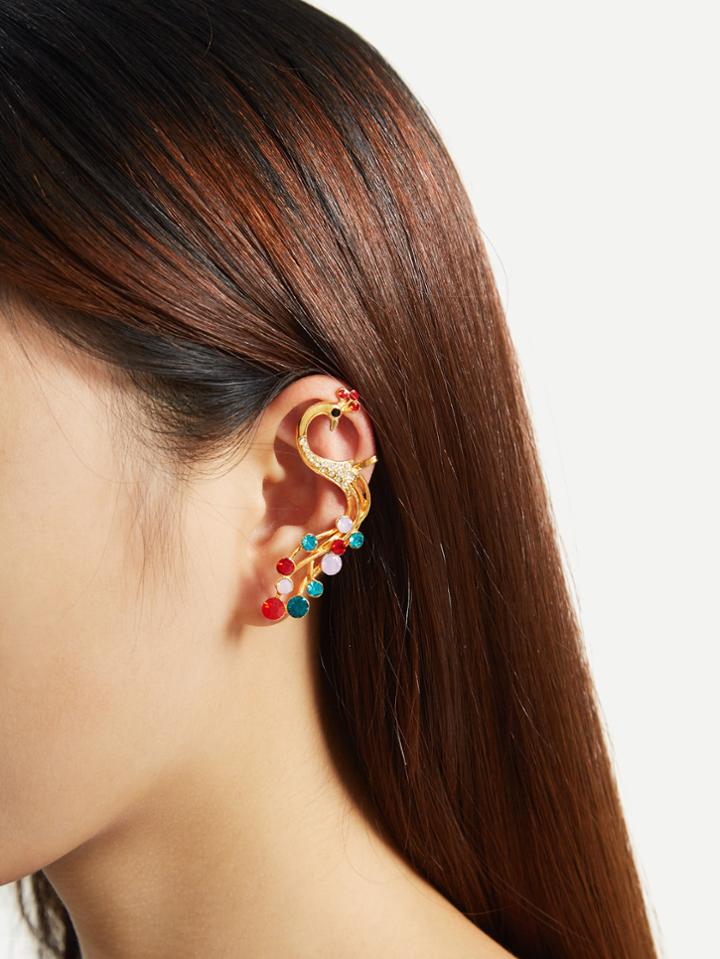 Shein Rhinestone Peacock Design Ear Cuff 1pc