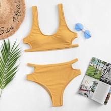 Shein Cut-out Solid Bikini Set