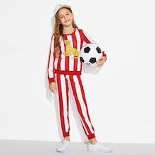 Shein Girls Color-block Animal Pullover & Pants Set