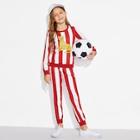 Shein Girls Color-block Animal Pullover & Pants Set