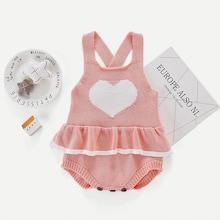 Shein Girls Ruffle Trim Heart Pattern Jumpsuit