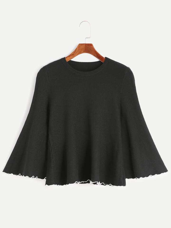 Shein Black Contrast Trim Jersey Loose Sweater