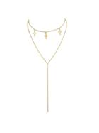 Shein Gold Multi Layers Chain With Cross Charm Geometric Pattern Pendant Necklace