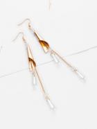 Shein Crystal Decorated Long Drop Earrings