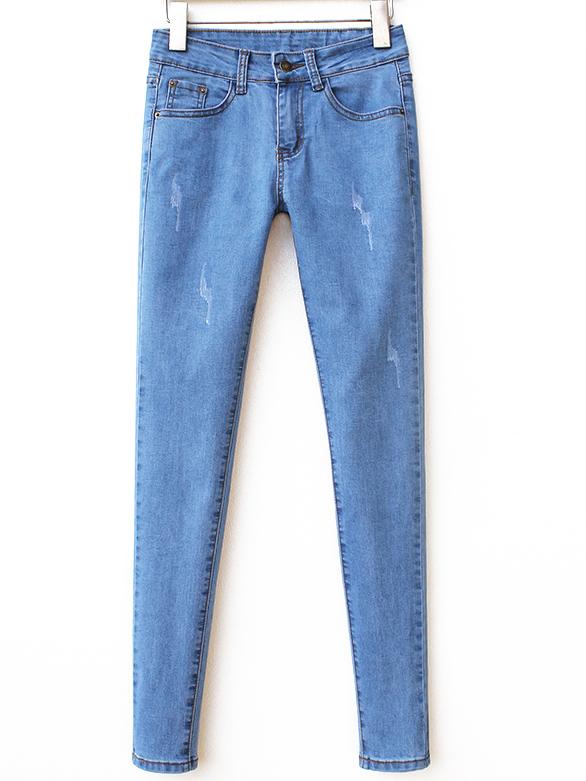 Shein Blue Scratch Denim Slim Pant