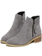 Shein Grey Chunky Heel Zipper Casual Boots