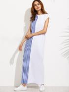 Shein Colorblock Striped Cap Sleeve Shift Maxi Dress