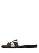 Shein Army Green H-strap Leaves Casual Flats
