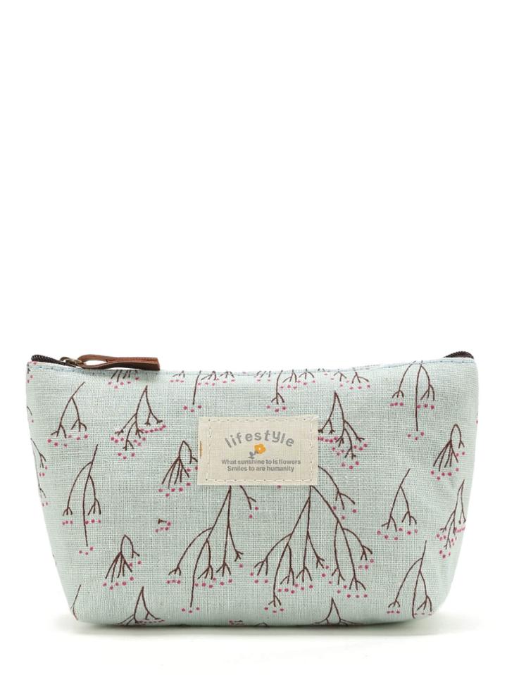 Shein Plant Print Zipper Makeup Bag