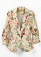 Rosewe Vogue Floral Long Sleeve One Button Work Blazer