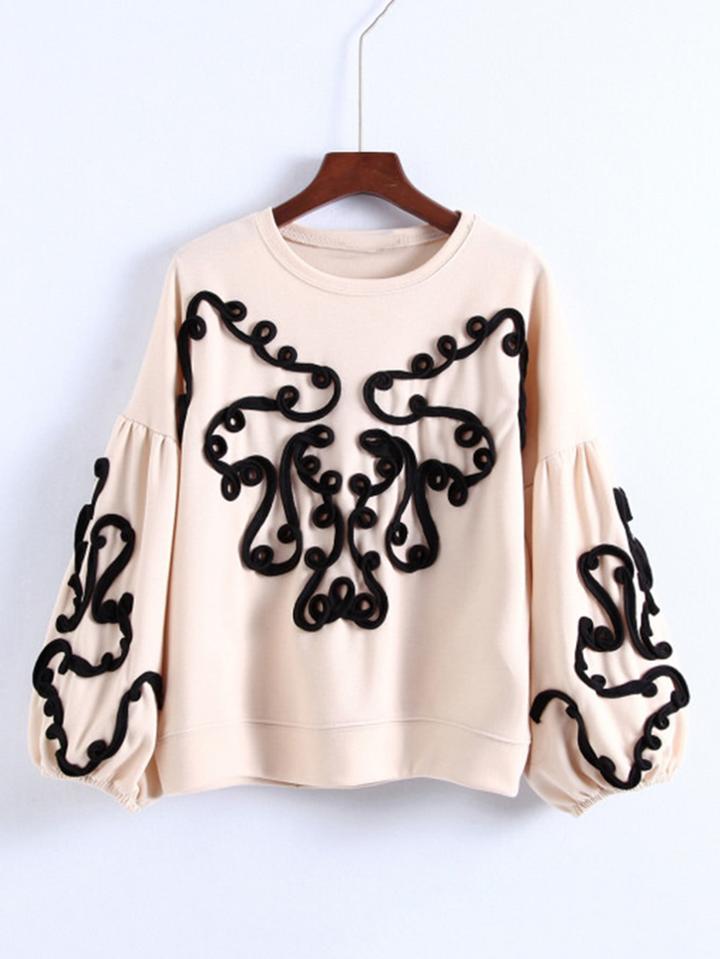 Shein Lantern Sleeve Rope Embellished Sweatshirt