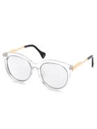 Shein Clear Frame Metal Trim Grey Lens Sunglasses