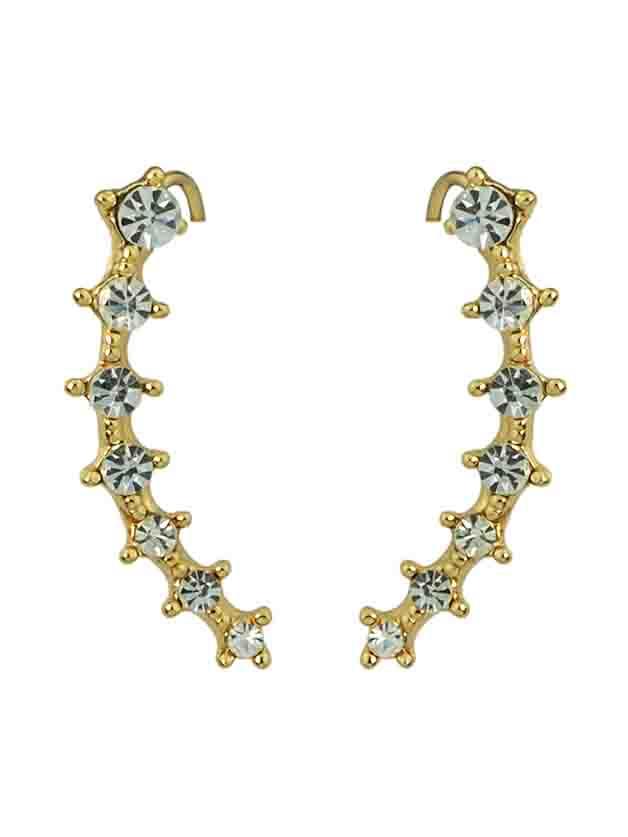 Shein White Beautiful Rhinestone Long Ear Cuff Wrap Earrings