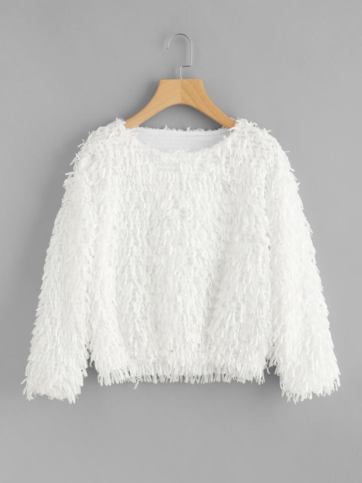 Shein Solid Fuzzy Top