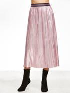 Shein Pink Contrast Band Waist Straight Skirt