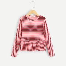 Shein Girls Striped Peplum Tee