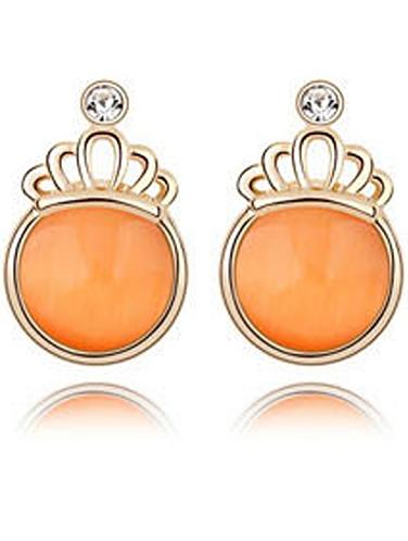 Shein Orange Gemstone Gold Crown Earrings