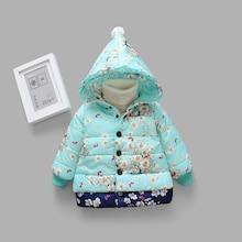 Shein Toddler Girls Floral Print Hooded Padded Coat
