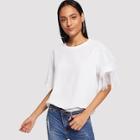 Shein Lace Embellished Sleeve Solid Top