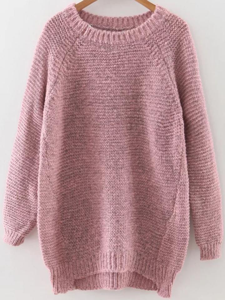 Shein Raglan Sleeve Dip Hem Sweater