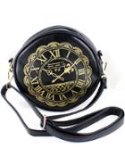 Shein Black Clock Print Pu Leather Bag
