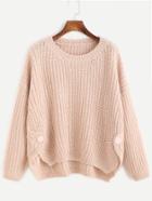 Shein Apricot High Low Chunky Knit Sweater