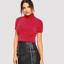 Shein Slim Fit Crop Fuzzy Jumper