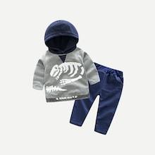 Shein Toddler Boys Bone Print Hoodie With Pants