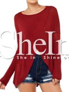 Shein Red Wrap Open Front Loose T-shirt
