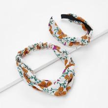 Shein Flower Print Headband 2pcs