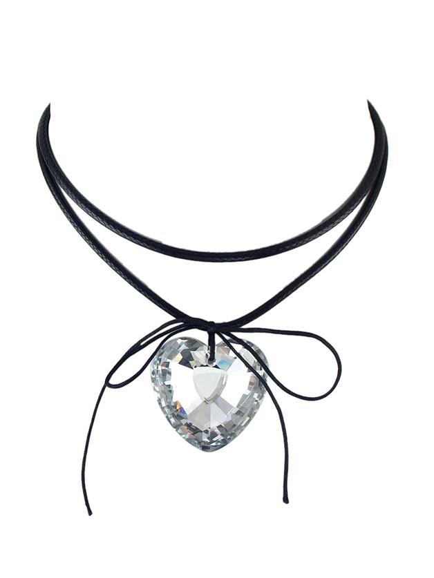 Shein White Gothic Briaided Rope Choker Collar Necklace With Heart Shape Rhinestone