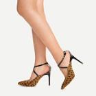 Shein Leopard Pattern Criss Cross Stiletto Heels