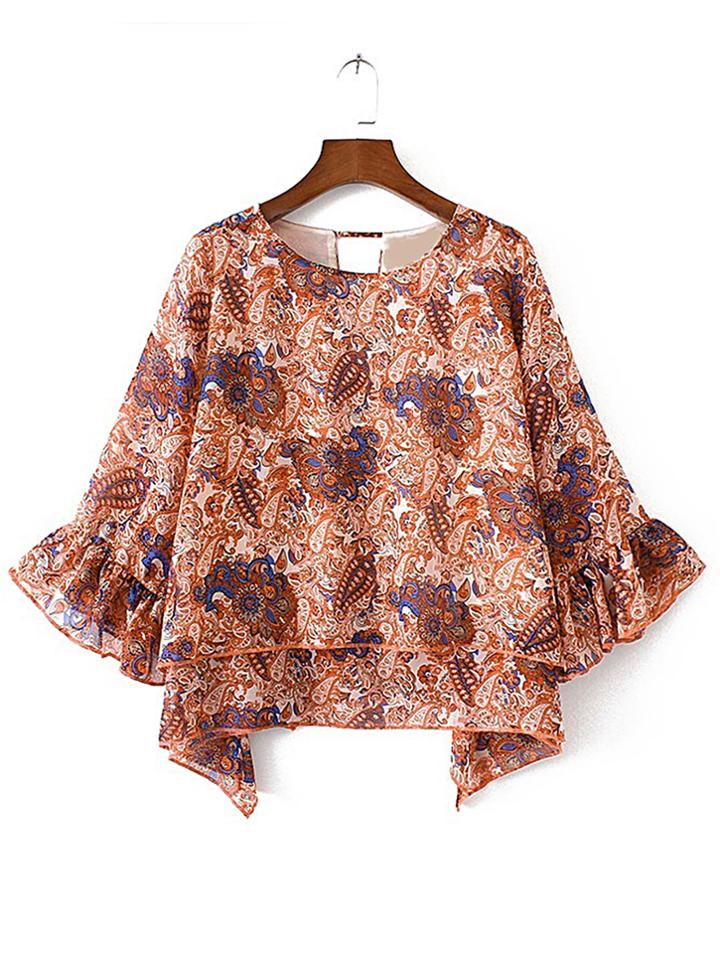 Shein Bell Sleeve V Cut Back Layered Top