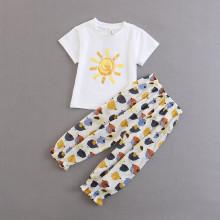 Shein Girls Sun Printed Tee With Pants