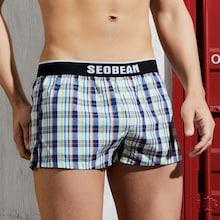 Shein Men Elastic Waist Plaid Shorts