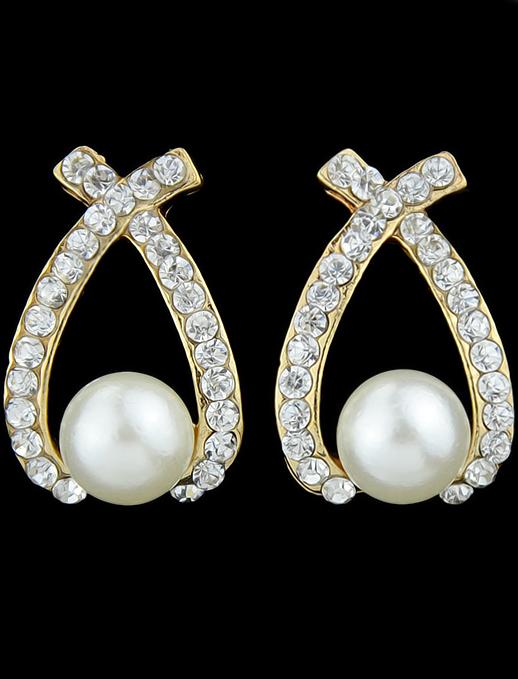 Shein White Pearl Diamond Earrings