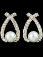 Shein White Pearl Diamond Earrings