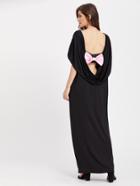 Shein Contrast Bow Open Back Full Length Dress