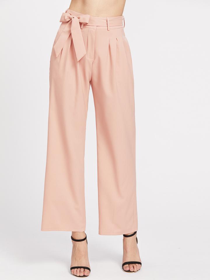 Shein Self Tie Waist Wide Leg Pants