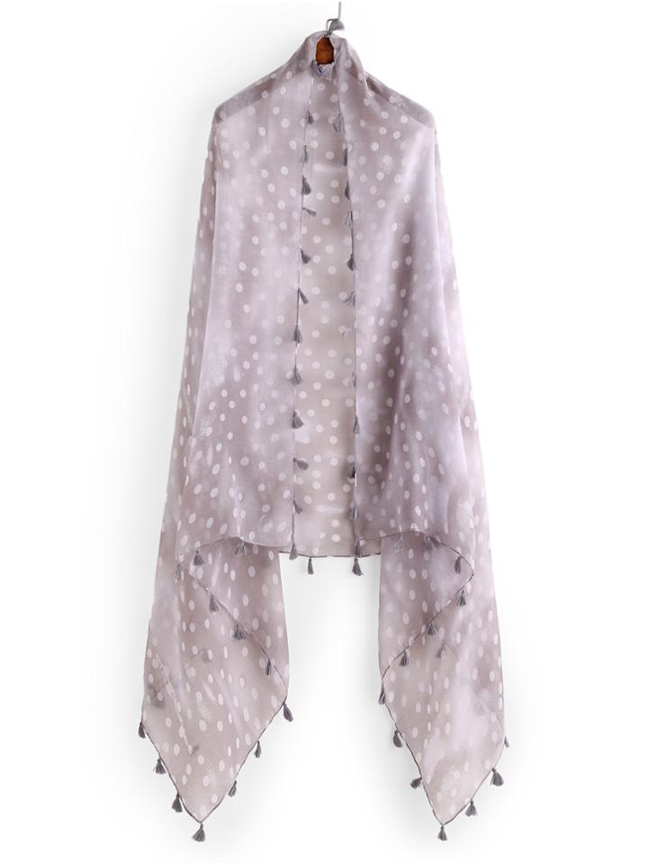 Shein Polka Dot Print Scarf With Tassel
