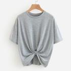 Shein Solid Drop Shoulder Marled Tee